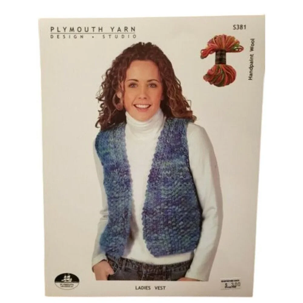 New Plymouth Yarn S381 Handpaint Wool Ladies Vest Sweater Knitting Pattern